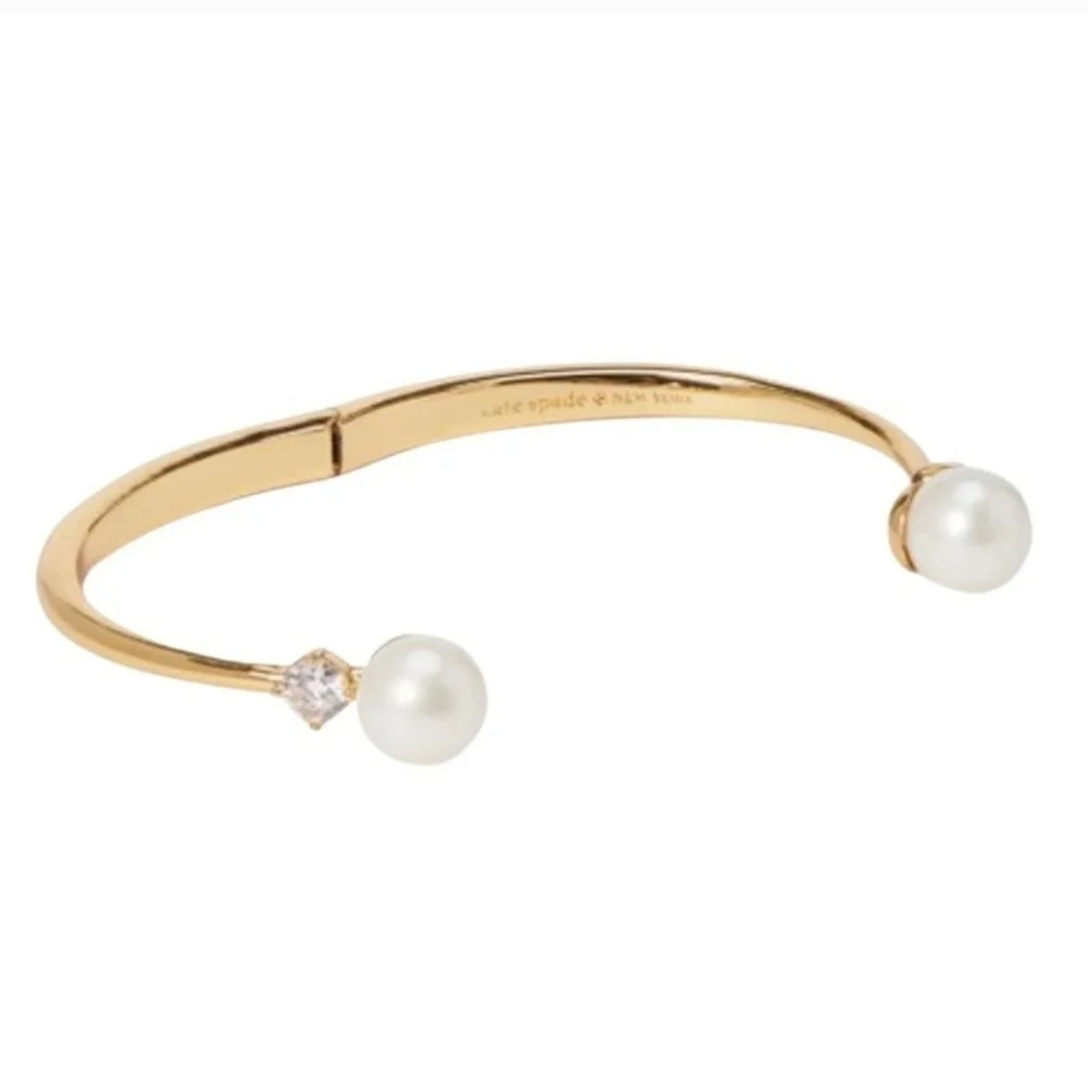 🤍🔹️KATE SPADE 🔹️ Pearls of Wisdom Cuff Hinge  Bracelet - Picture 3 of 5